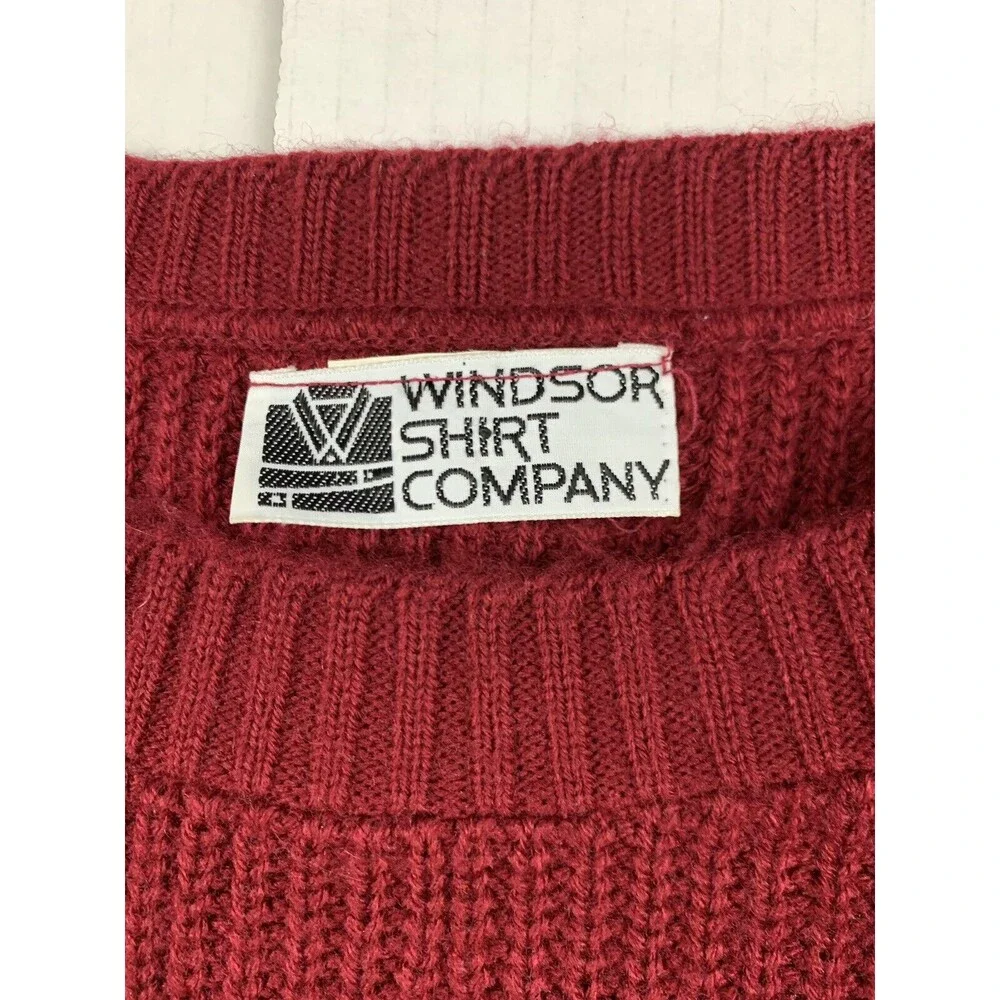 Windsor Shirt Co Sweater Size Large Long Sleeve Purple Navy Blue Made In USA